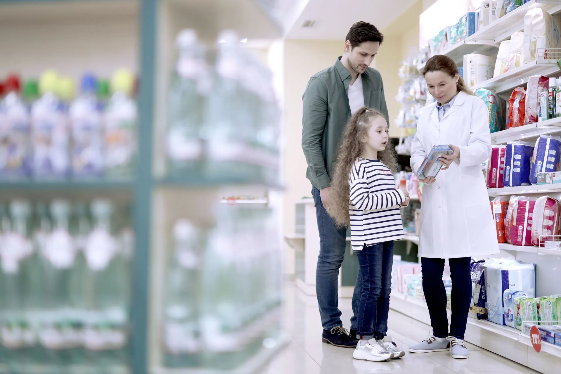 Family in pharmacy