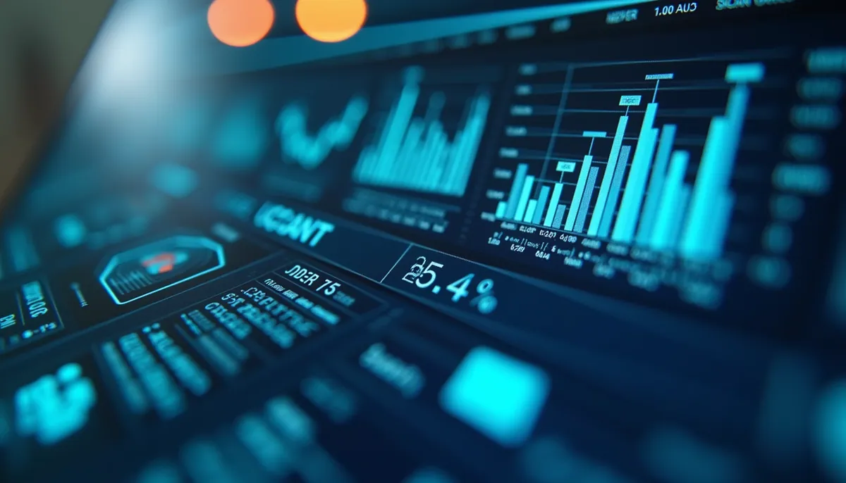 High angle view of a pharmaceutical validation dashboard showing real-time data and analytics